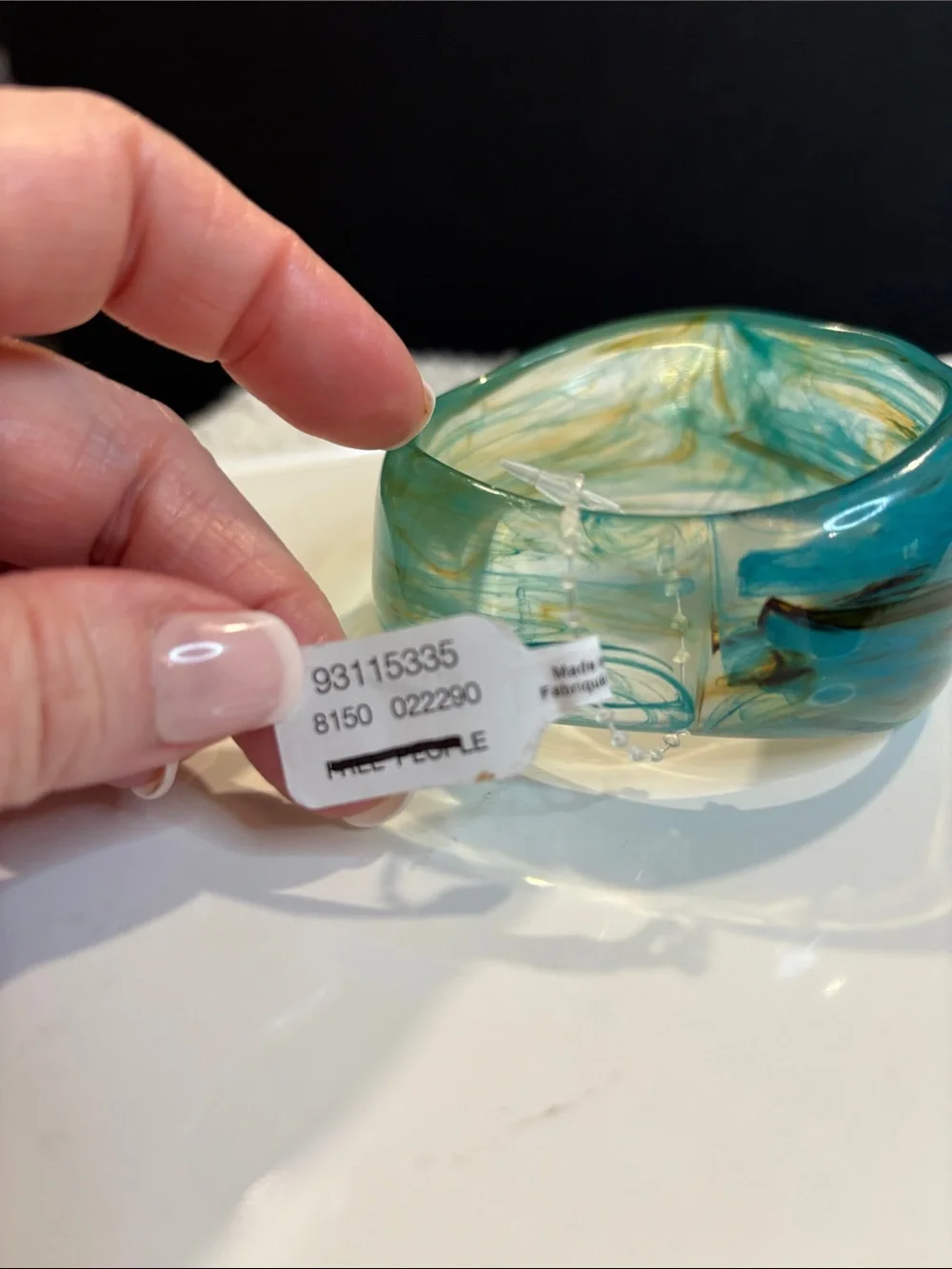 Free People Handmade Turquoise Swirl Resin Bangle Bracelet